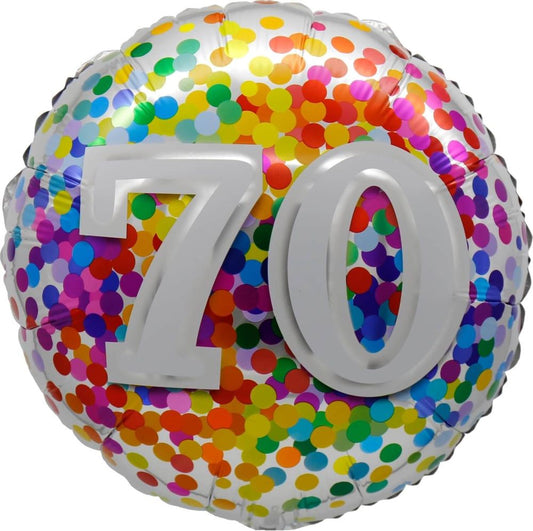 18” Birthday 70th Rainbow Confetti