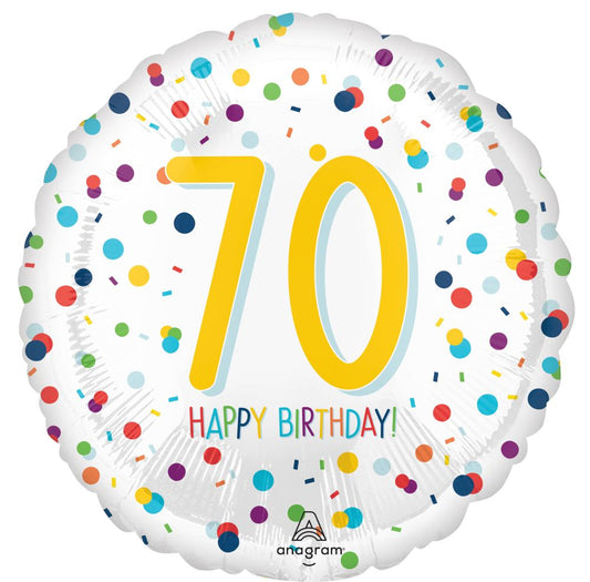18” Confetti Birthday 70th Balloon