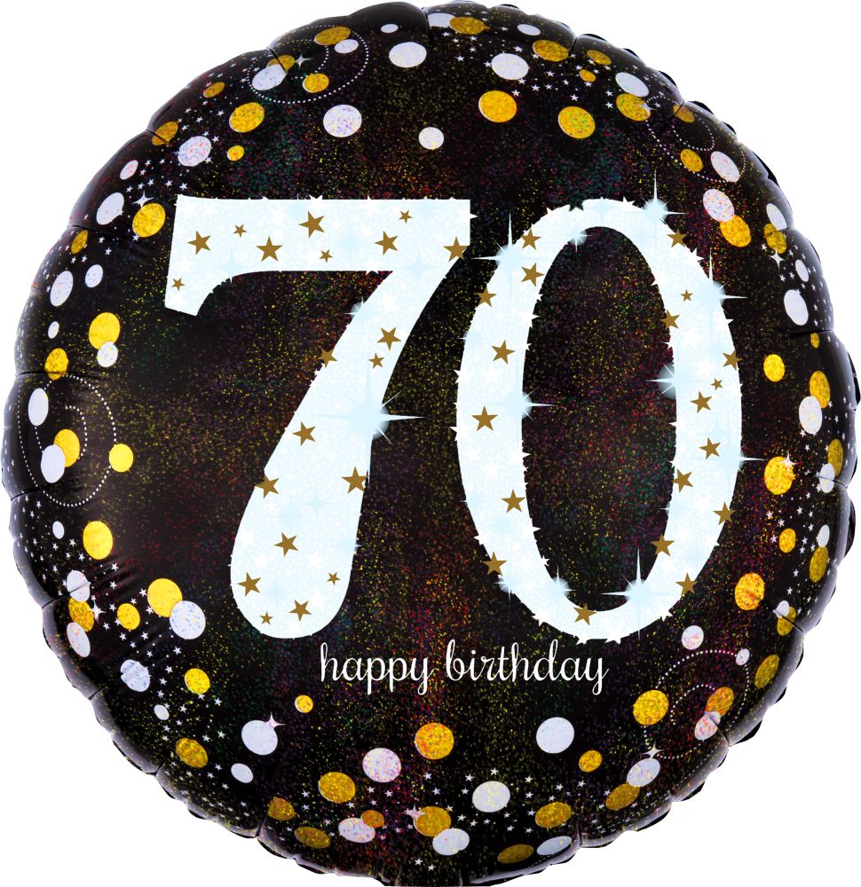 18" Holographic Sparkling Birthday 70th Balloon