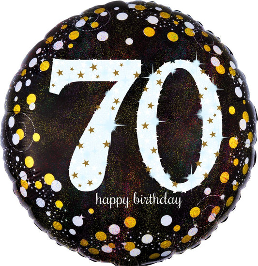 18" Holographic Sparkling Birthday 70th Balloon