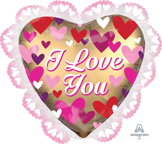 23" Intricates Satin Love You Gold Sateen SuperShape Balloon