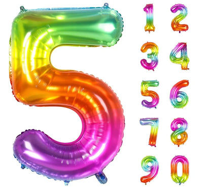 40” Rainbow Gradiant Number Foil Balloon