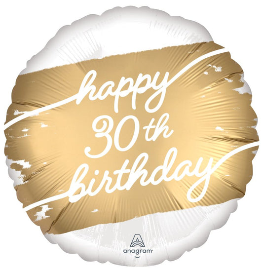 18" Happy 30th Birthday Golden Balloon