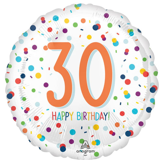 18" 30 Happy Birthday Confetti Balloon