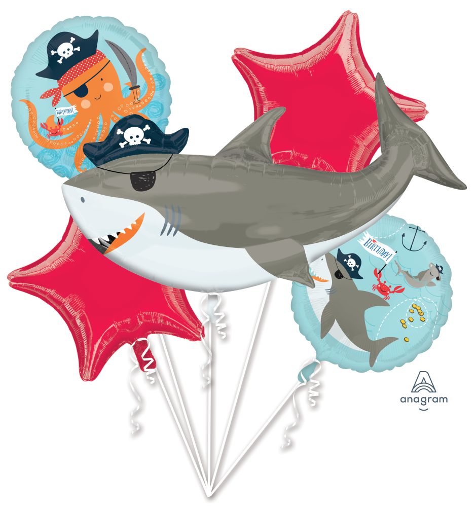 Ahoy Shark Birthday Balloon Bouquet