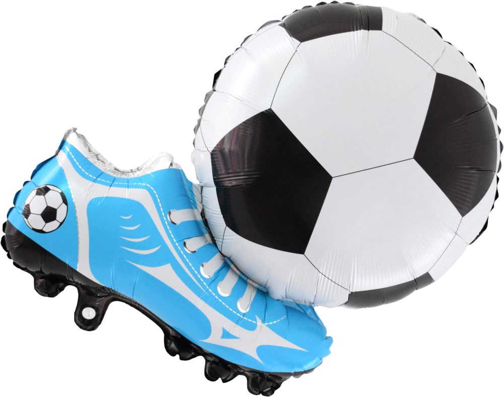 Blue Cleats Kicking Soccer Ball Jumbo Foil Balloon