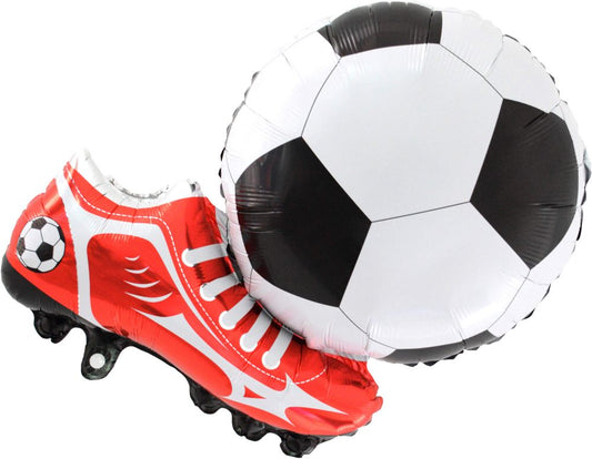 Red Cleats Kicking Soccer Ball Jumbo Foil Balloon