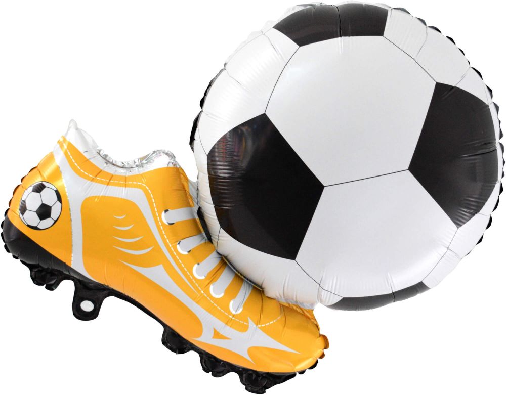 Yellow Cleats Kicking Soccer Ball Jumbo Foil Balloon
