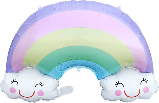 Pastel Rainbow and Clouds Jumbo Foil Balloon