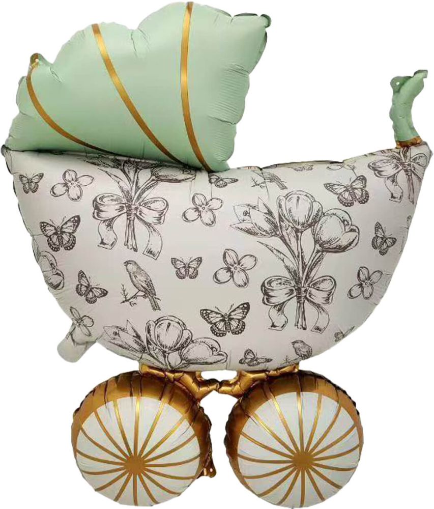 Baby Stroller Retro Green SuperShape Balloon