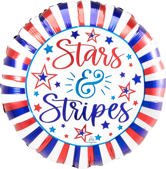 18" Patriotic Hooray Stars USA Balloon
