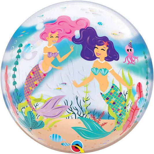 Happy Birthday Sea Horse Mermaids Bubble Balloon
