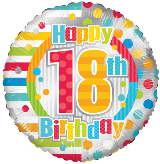 18" Happy 18th Birthday Balloon