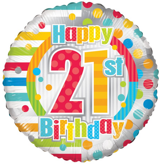 18" Happy 21st Birthday Balloon