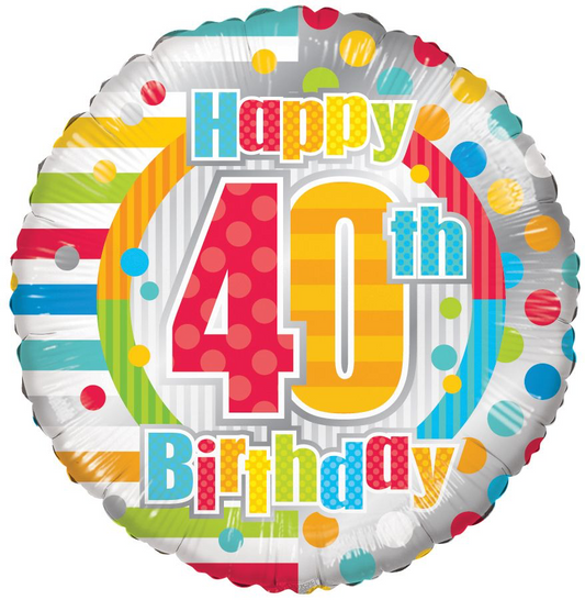 18" Happy 40th Birthday Balloon