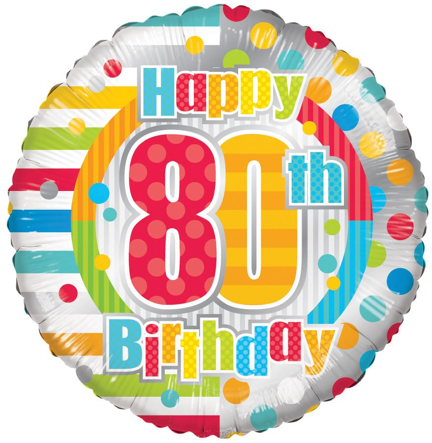 18" Happy 80th Birthday Balloon