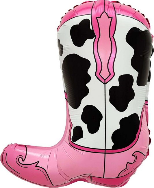 Cow Print Pink Cowgirl Boot Jumbo Foil Balloon