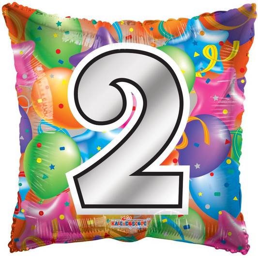 Birthday Number 2, Square Foil Balloon