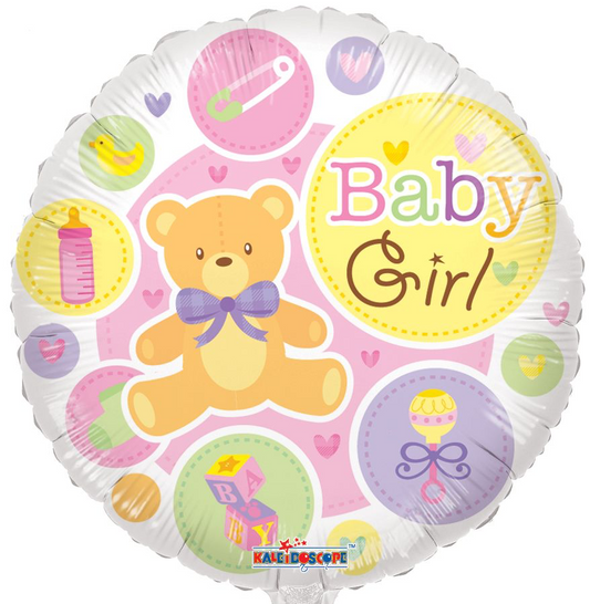 18" Baby Girl Teddy Bear Balloon