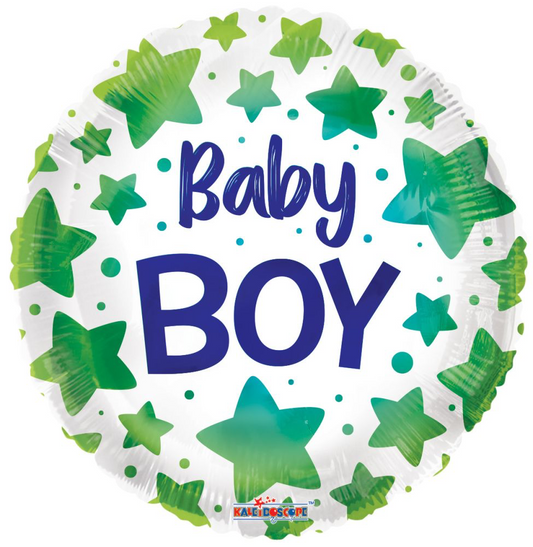 18" Baby Boy Green Stars Balloon