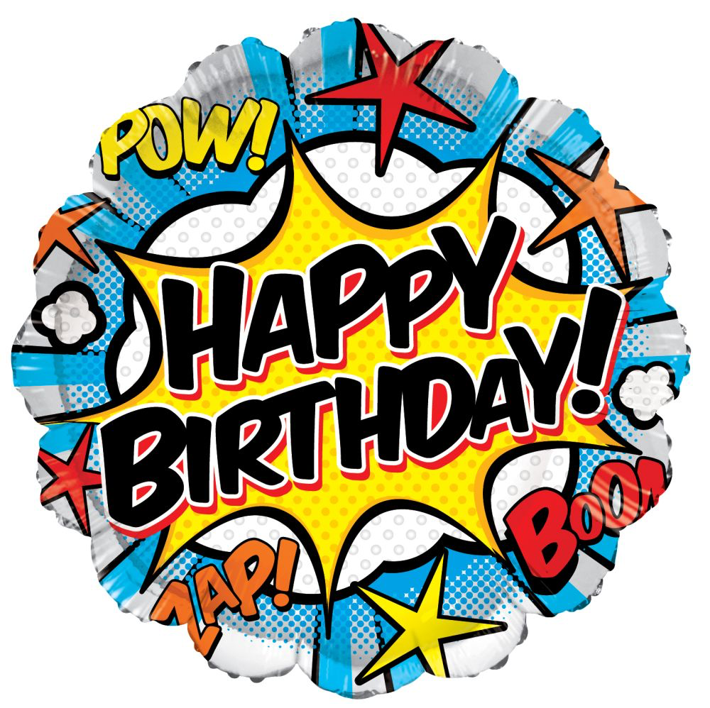 18" Happy Birthday Comic Balloon
