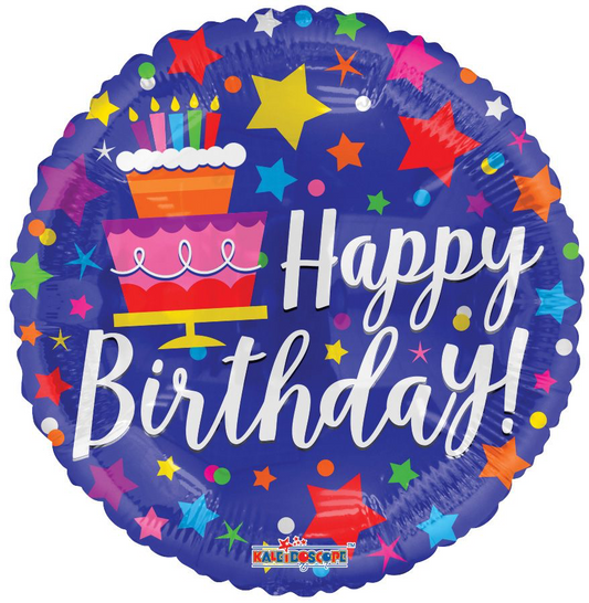 18" Happy Birthday Cake & Stars Balloon