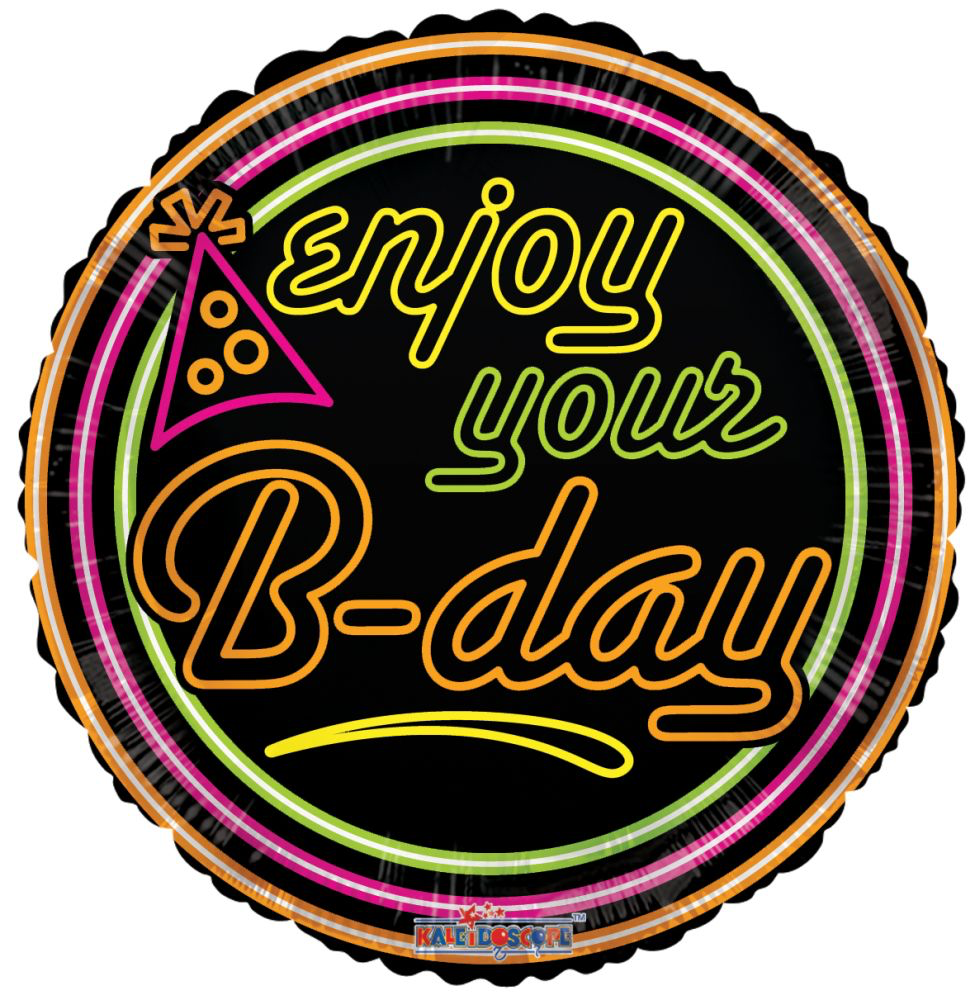 18" Enjoy Your Birthday Neon Balloon