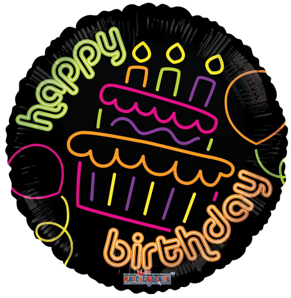 18" Happy Birthday Cupcake Neon Balloon