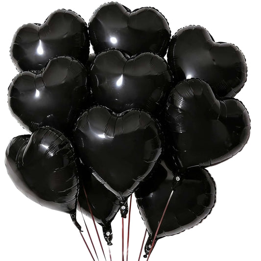 Black Dozen Hearts with Balloon Weight