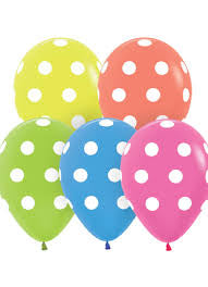 11” Polka Dots Neon Print Helium Inflated Latex Balloon (Assorted)