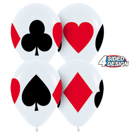 11” Card Suits Casino Helium Inflated Latex Balloon