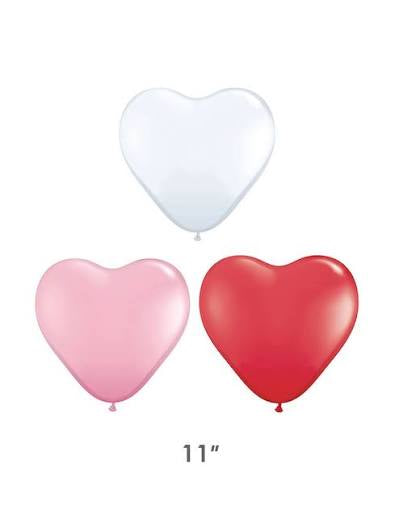 11” Heart Shape Helium Inflated Latex Balloon (Assorted)