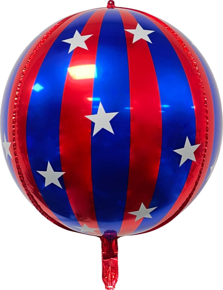 Orb 16" Ball Red And Blue Striped Ornament Ball Balloon
