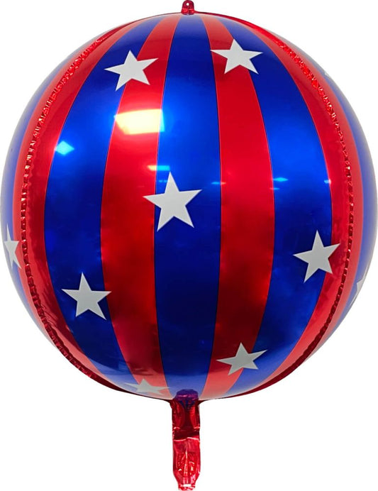 Orb 16" Ball Red And Blue Striped Ornament Ball Balloon