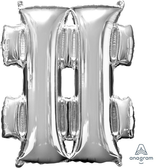 Silver Hashtag # Symbol SuperShape Balloon