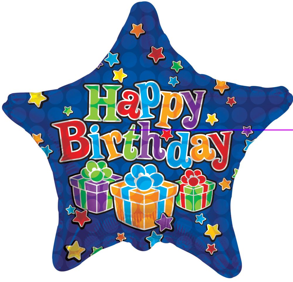 18” Happy Birthday Blue Star Shape Foil Balloon