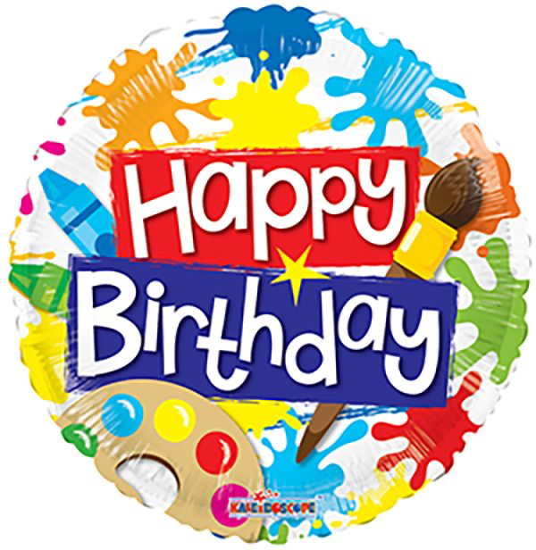 18” Happy Birthday Paint Spots Balloon
