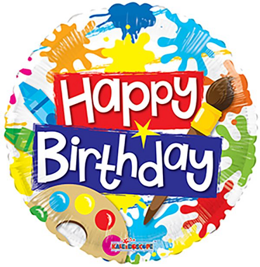 18” Happy Birthday Paint Spots Balloon