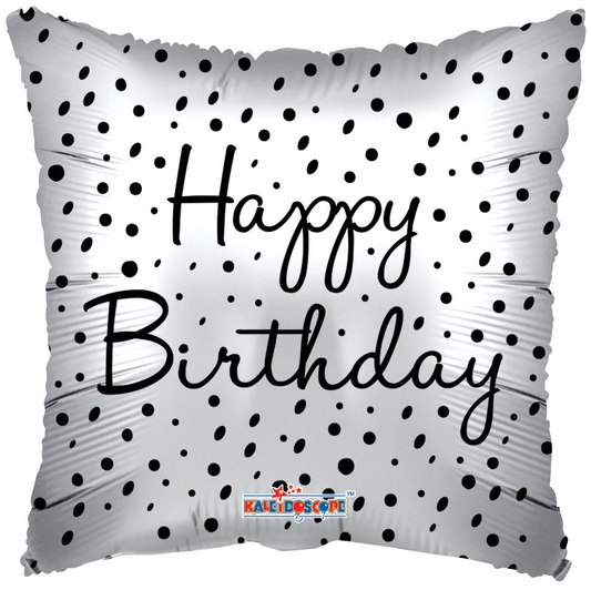 18” Happy Birthday Spots Square Balloon