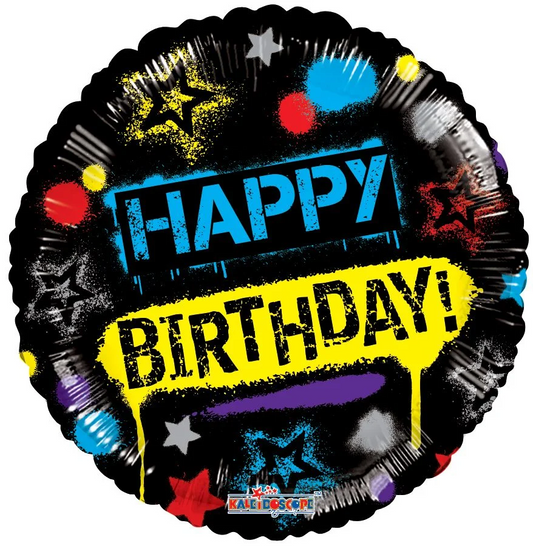 18” Happy Birthday Graffiti Spray Balloon