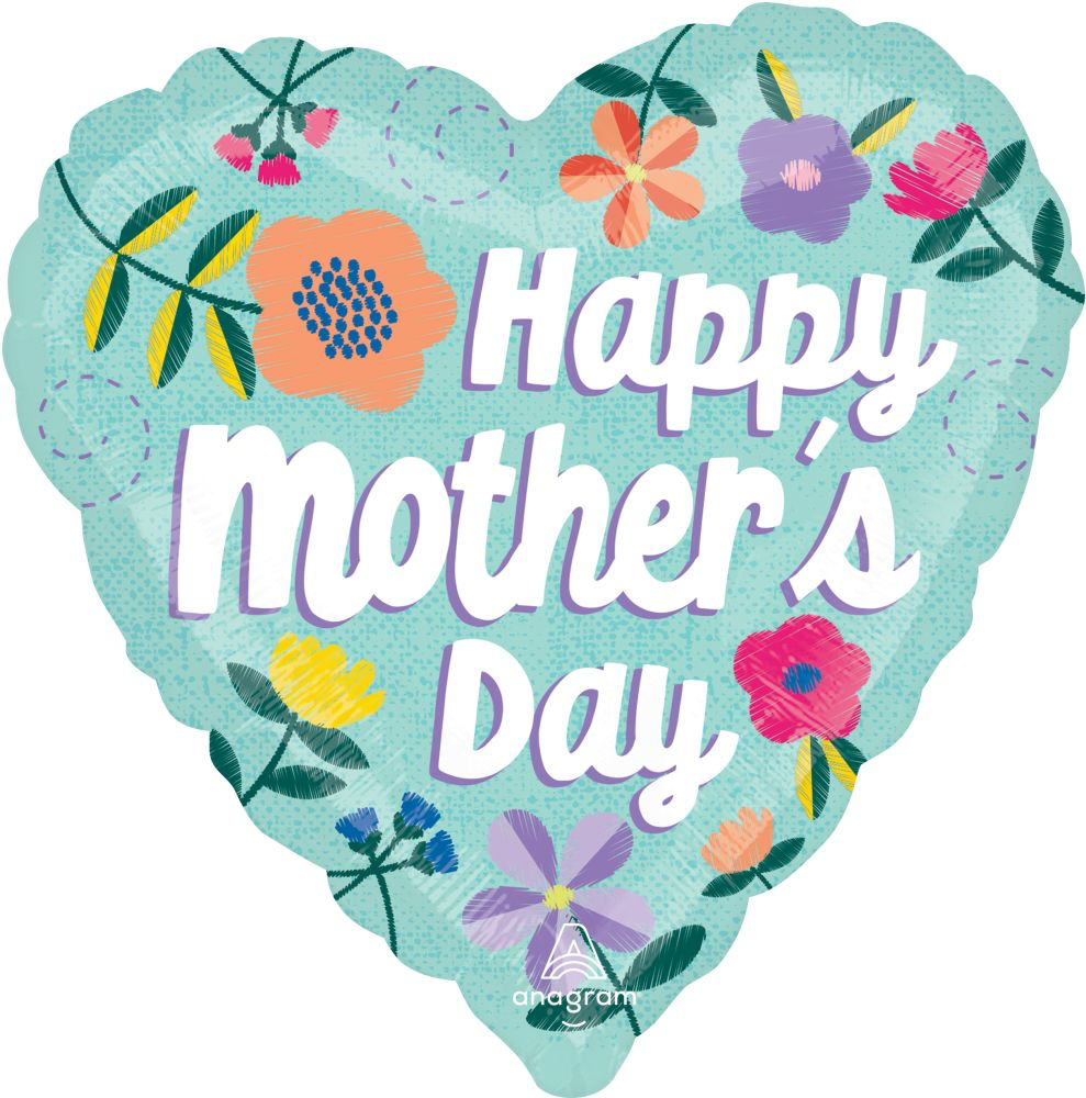 18" Happy Mother’s Day Threaded Flowers Balloon