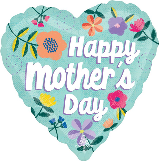 18" Happy Mother’s Day Threaded Flowers Balloon