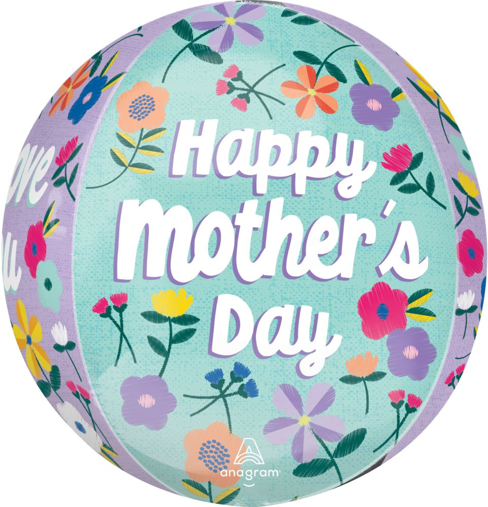 Happy Mother’s Day Threaded Flowers Orbz Balloon