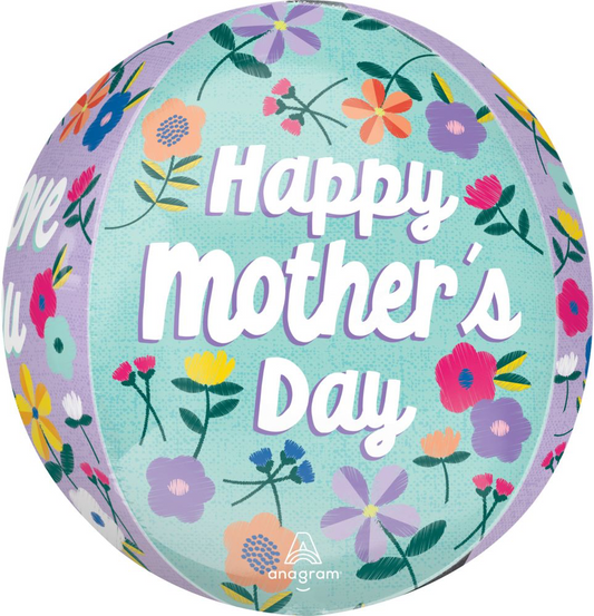 Happy Mother’s Day Threaded Flowers Orbz Balloon