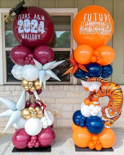 Deluxe Graduation Balloon Columns with College Logo