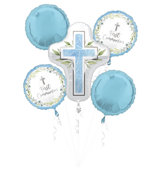 First Communion Blue Balloon Bouquet