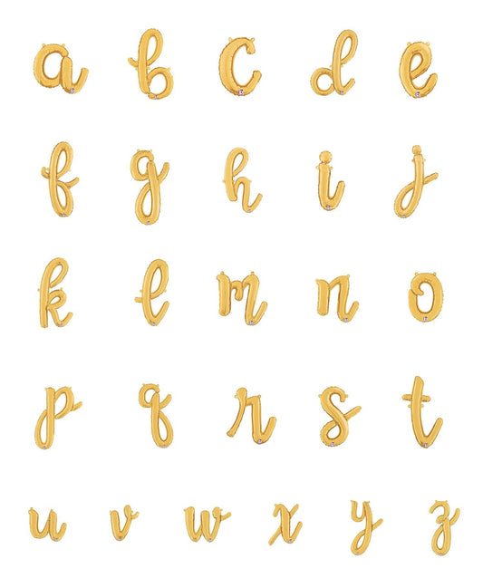 16” Gold Script Letter Foil Balloon Airise