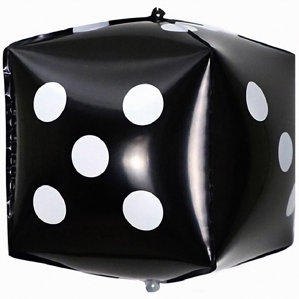 22" Cube Casino Dice Black Balloon