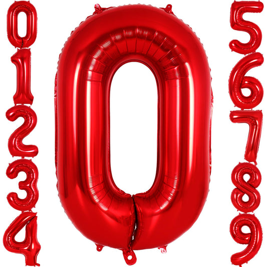 Red Number Foil Balloon