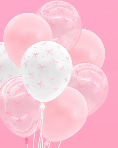 24 ct Pink Bow Latex Balloons